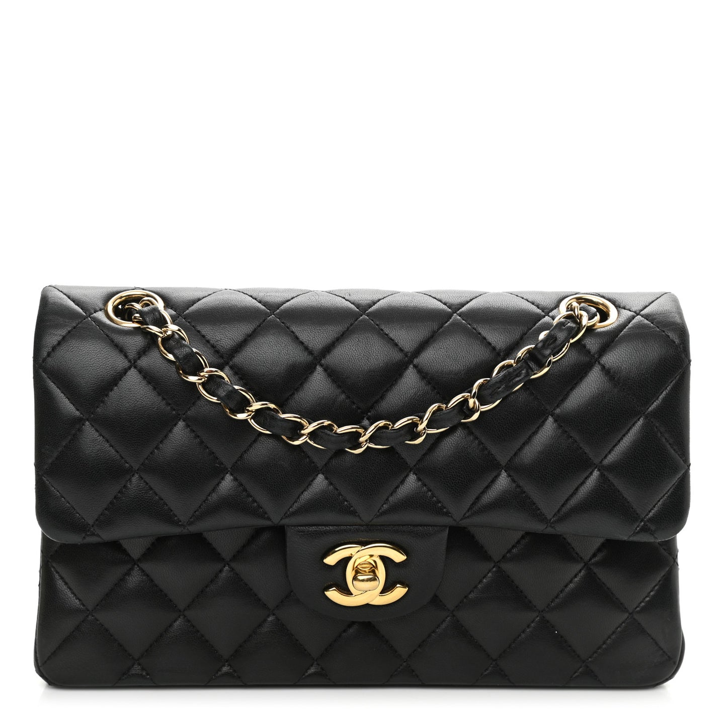 Lambskin Quilted Small Double Flap Black