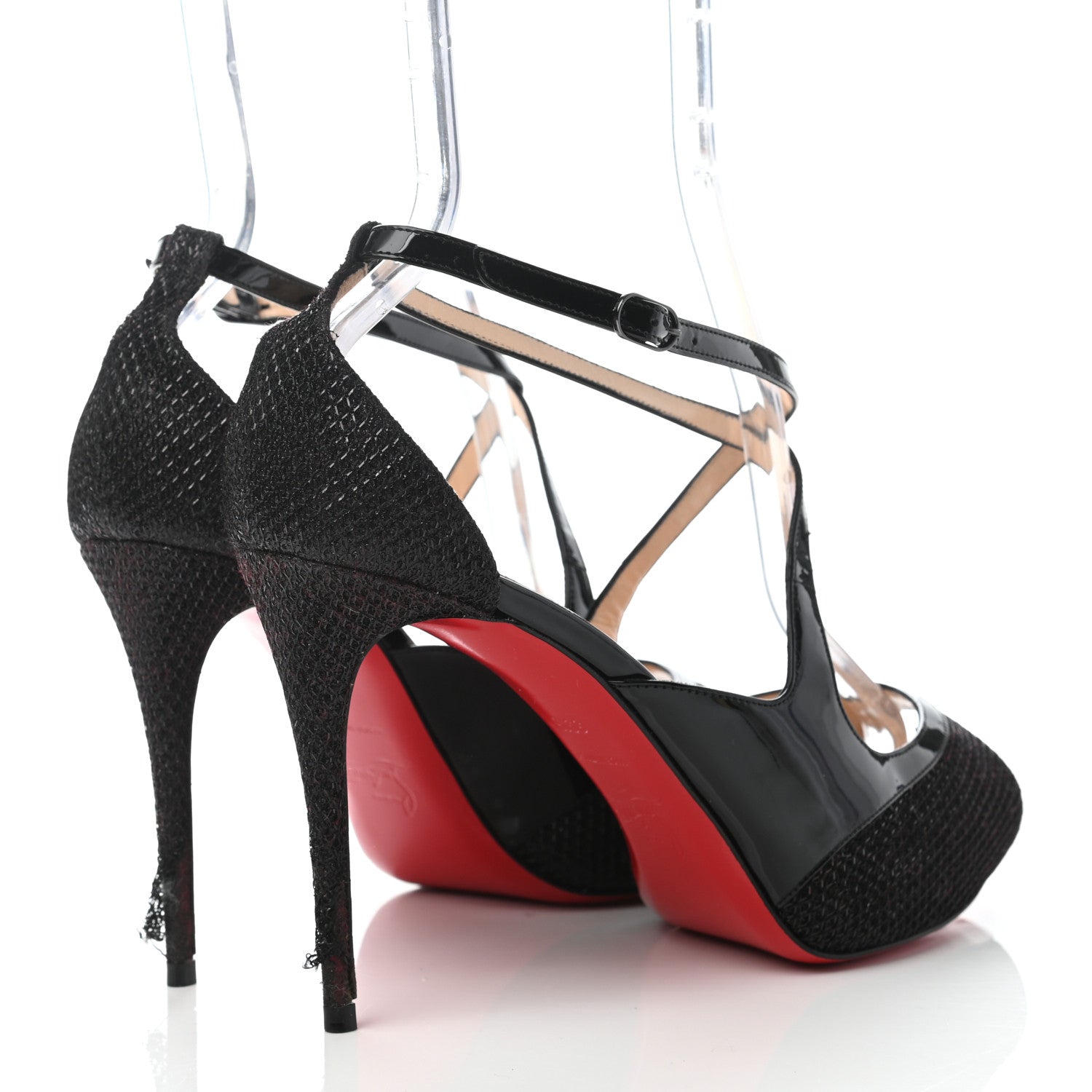 Christian Louboutin Patent Glitter Mira Bella 120 Sandals 39.5 Black 4 of 9