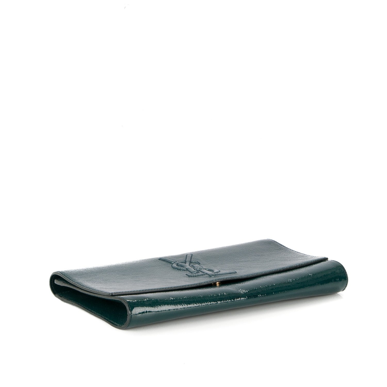 Saint Laurent Textured Patent Large Belle de Jour Clutch Green 4 of 7