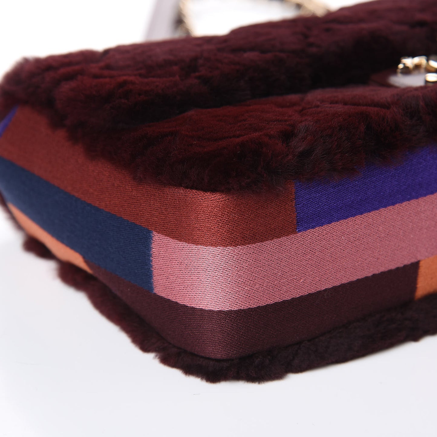 Orylag Rabbit Fur Quilted Medium Single Flap Burgundy