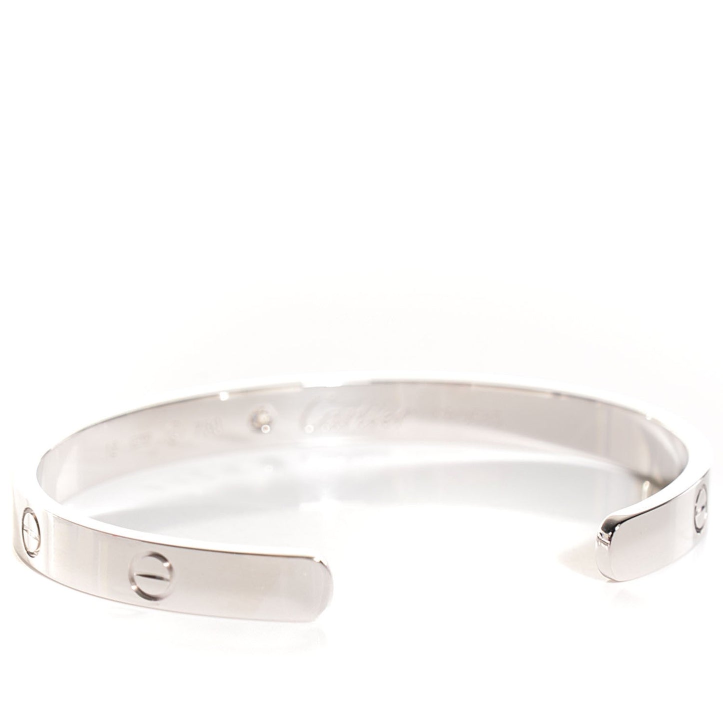 18K White Gold 1 Diamond LOVE Cuff Bracelet 18