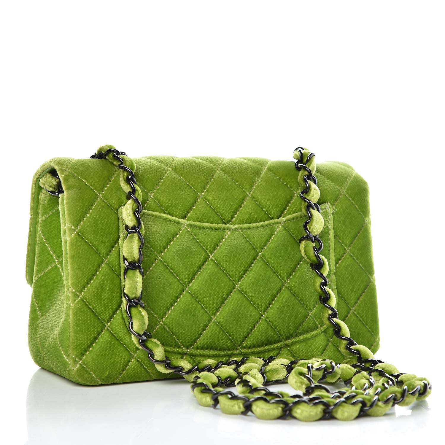 Chanel Velvet Quilted Mini Rectangular Flap Green 3 of 10