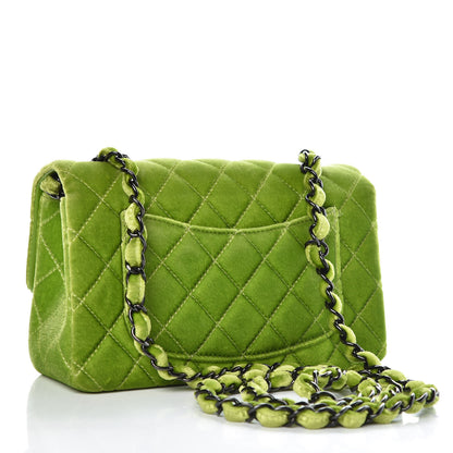 Chanel Velvet Quilted Mini Rectangular Flap Green 3 of 10