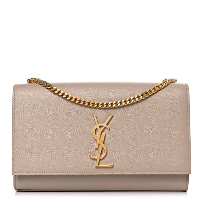 Saint Laurent Grain De Poudre Medium Monogram Kate Satchel Dark Beige 1 of 12