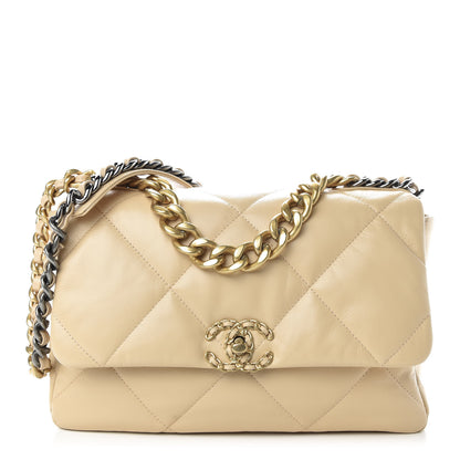 Chanel Goatskin Quilted Large 19 Flap Beige 1 of 10