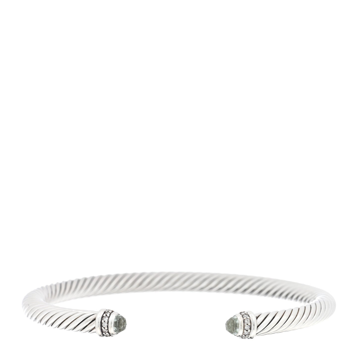 Sterling Silver Diamond Prasiolite 5mm Cable Classics Bracelet