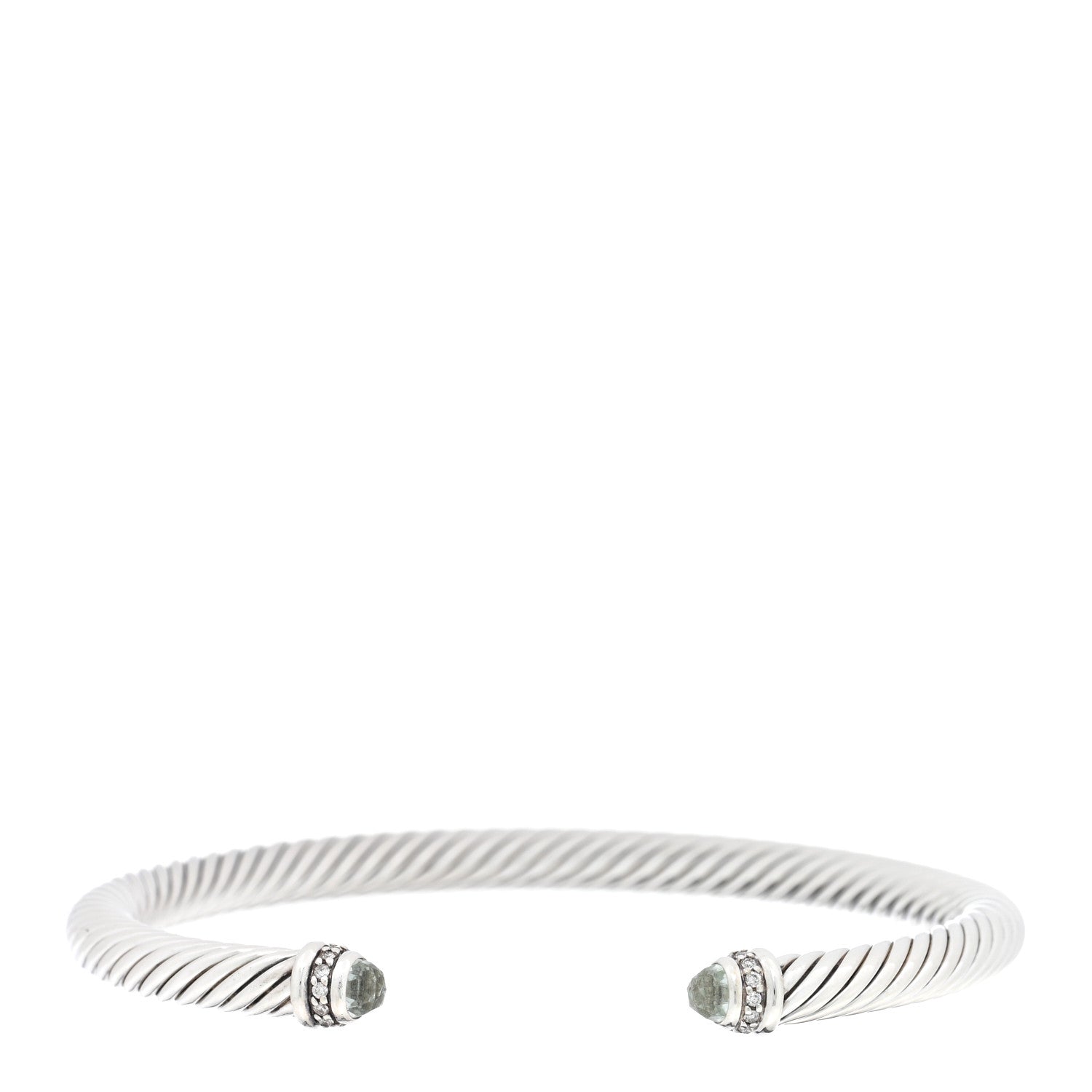 David Yurman Sterling Silver Diamond Prasiolite 5mm Cable Classics Bracelet 1 of 3