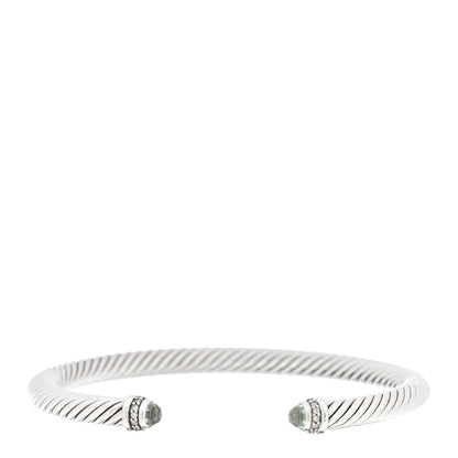 David Yurman Sterling Silver Diamond Prasiolite 5mm Cable Classics Bracelet 1 of 3