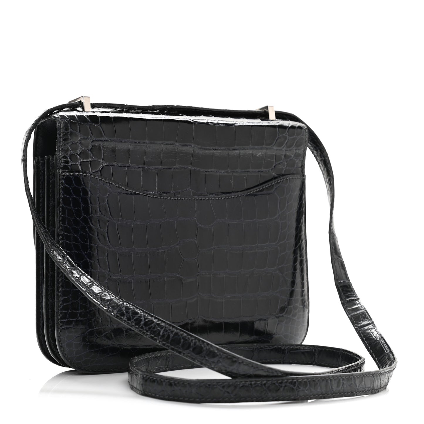 Shiny Alligator Constance 18 Bleu Marine