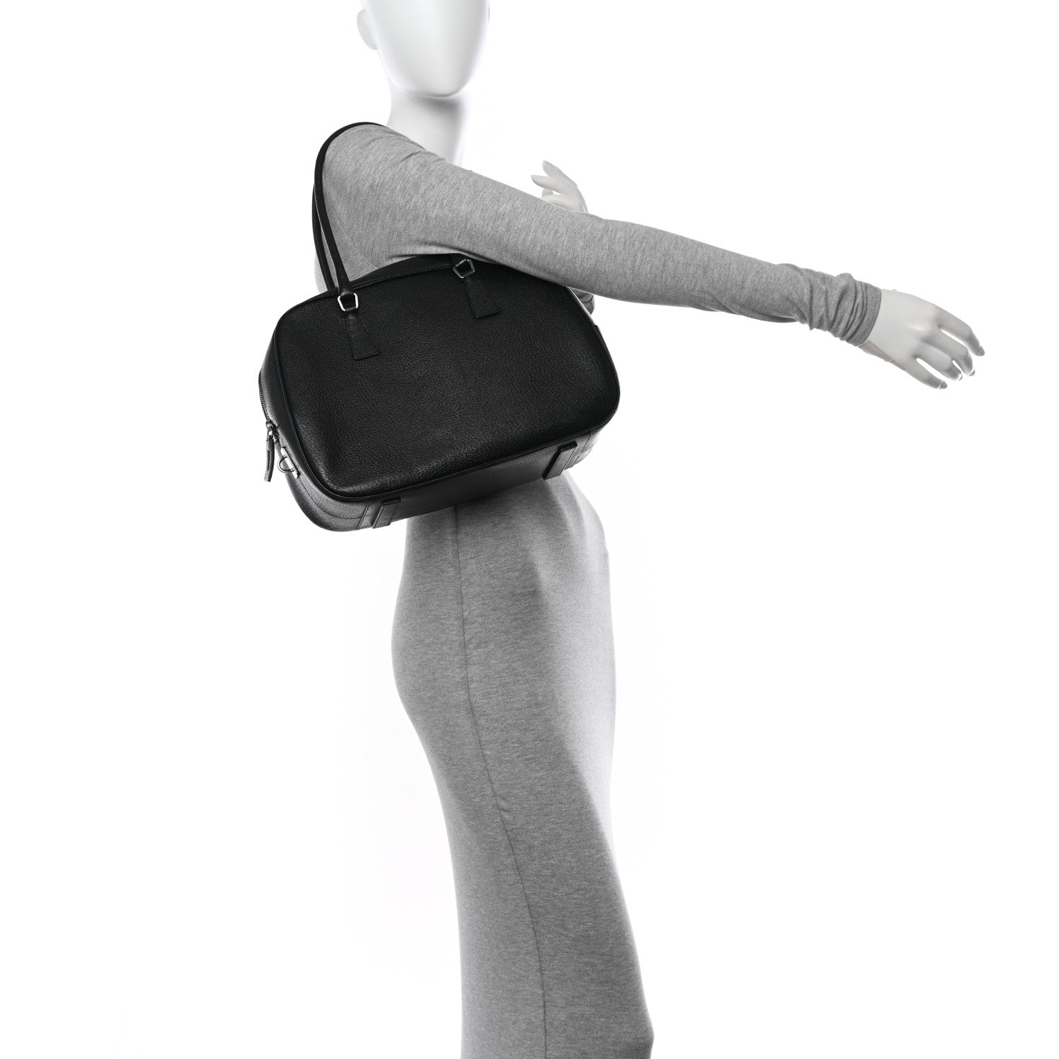 Prada Goatskin Bowling Bag Black 2 of 12