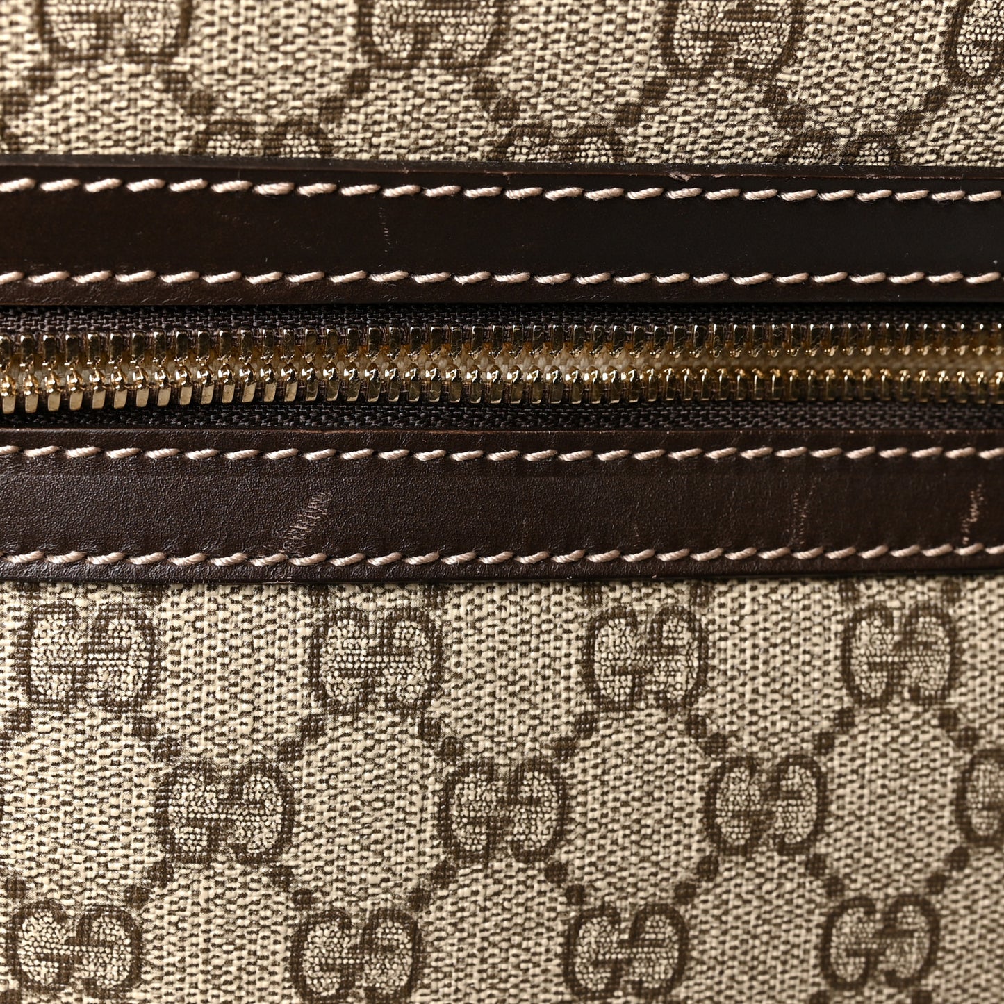 GG Supreme Monogram Selleria Calfskin Four Wheel Carry On Suitcase Beige Ebony Cocoa