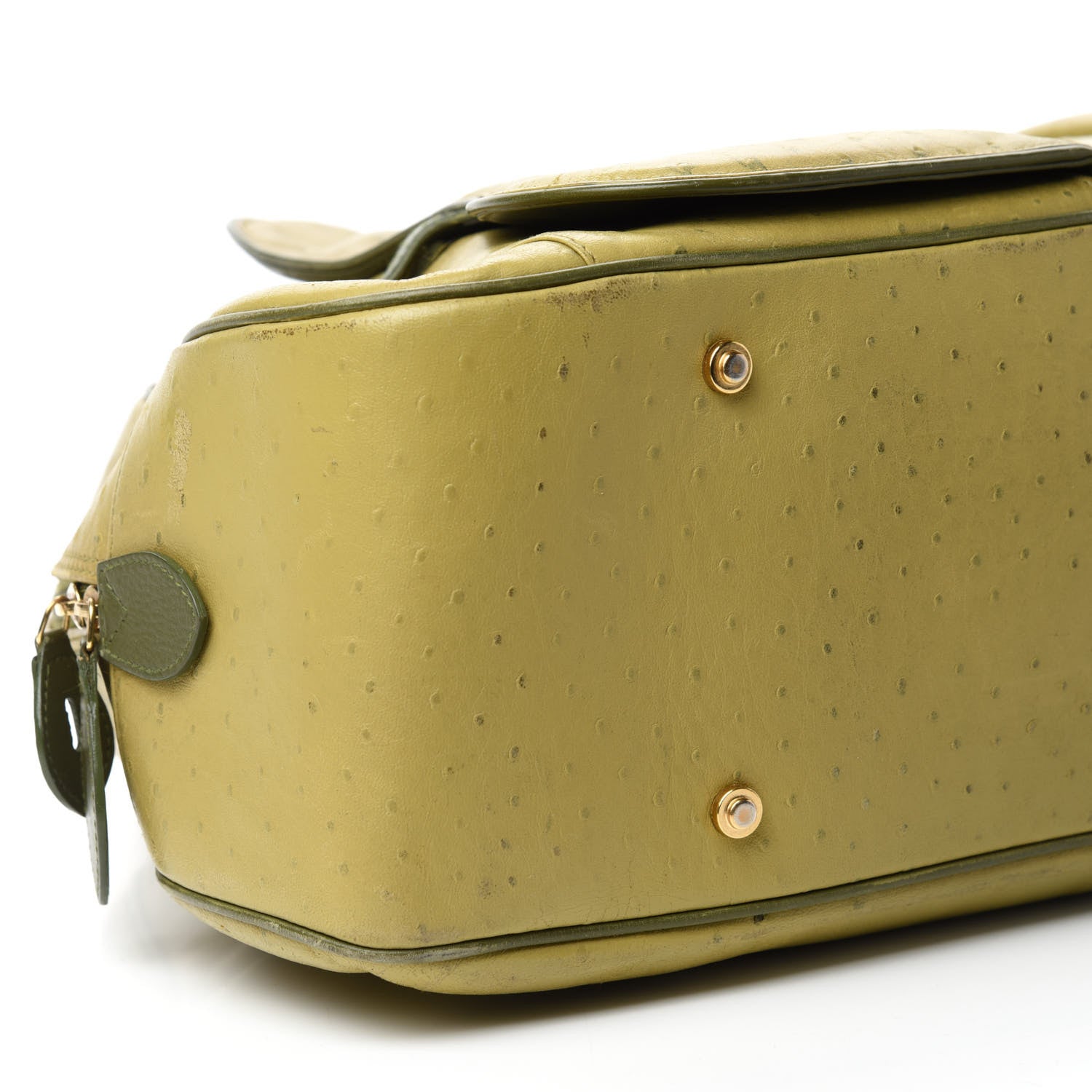 Christian Dior Ostrich Saddle Bowler Green 6 of 13