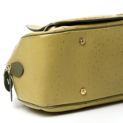 Christian Dior Ostrich Saddle Bowler Green 6 of 13