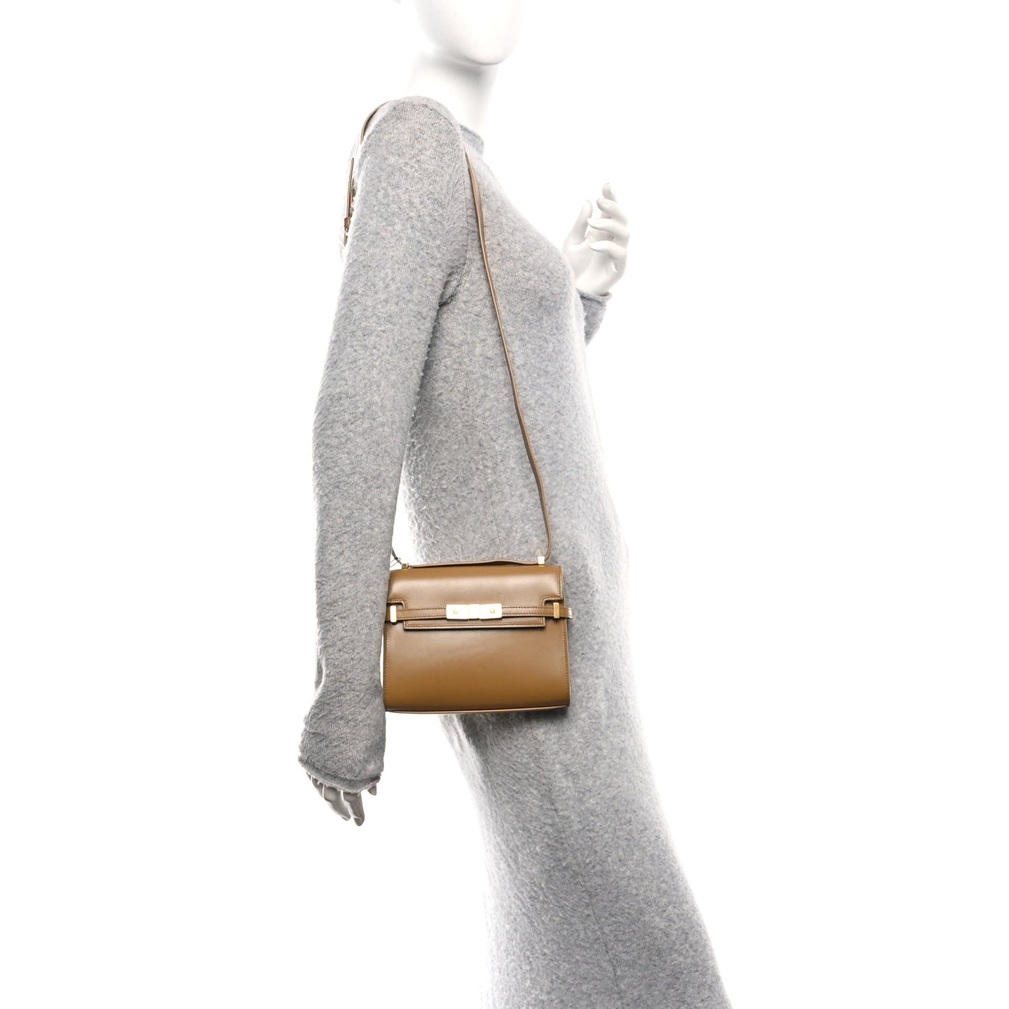 Smooth Calfskin Mini Manhattan Shoulder Bag Tabac Brown