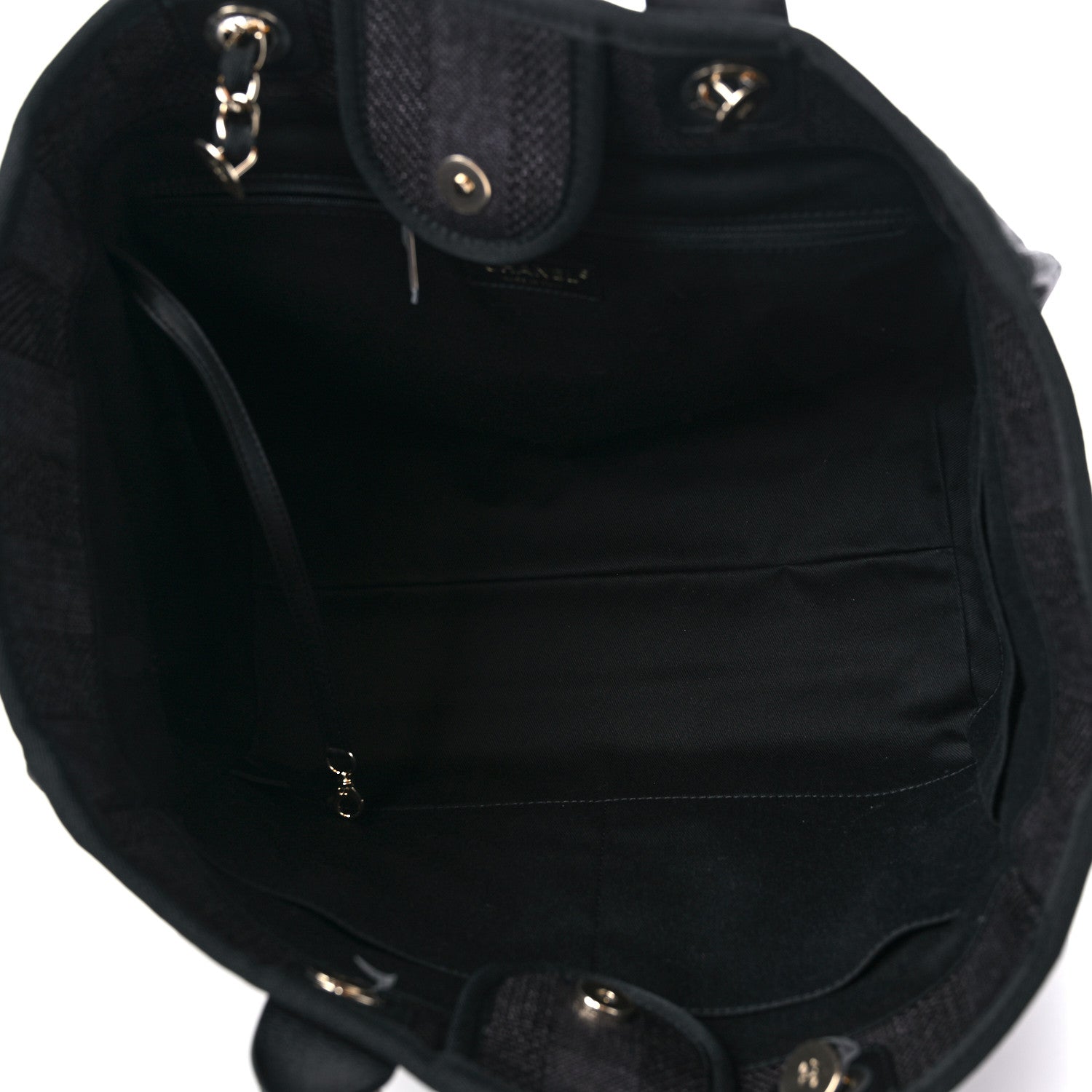 Chanel Mixed Fibers Calfskin Striped Medium Deauville Tote Black 5 of 9