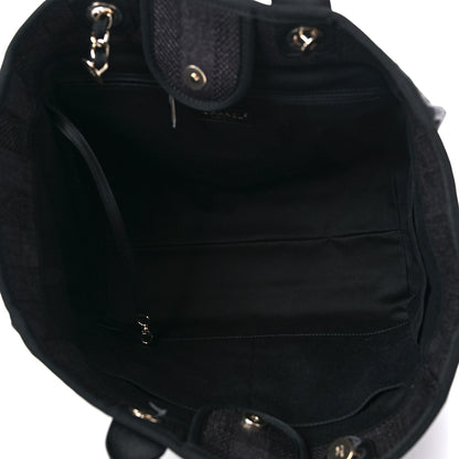 Chanel Mixed Fibers Calfskin Striped Medium Deauville Tote Black 5 of 9