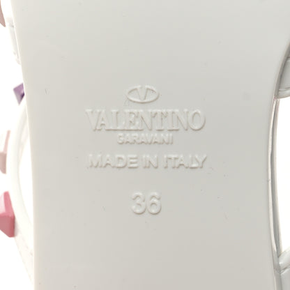 Valentino Garavani PVC Jelly Rockstud Caged Flat Thong Sandals 36 White Multicolor 6 of 8