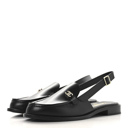 Chanel Calfskin Crystal CC Slingback Sandals 39.5 Black 4 of 10