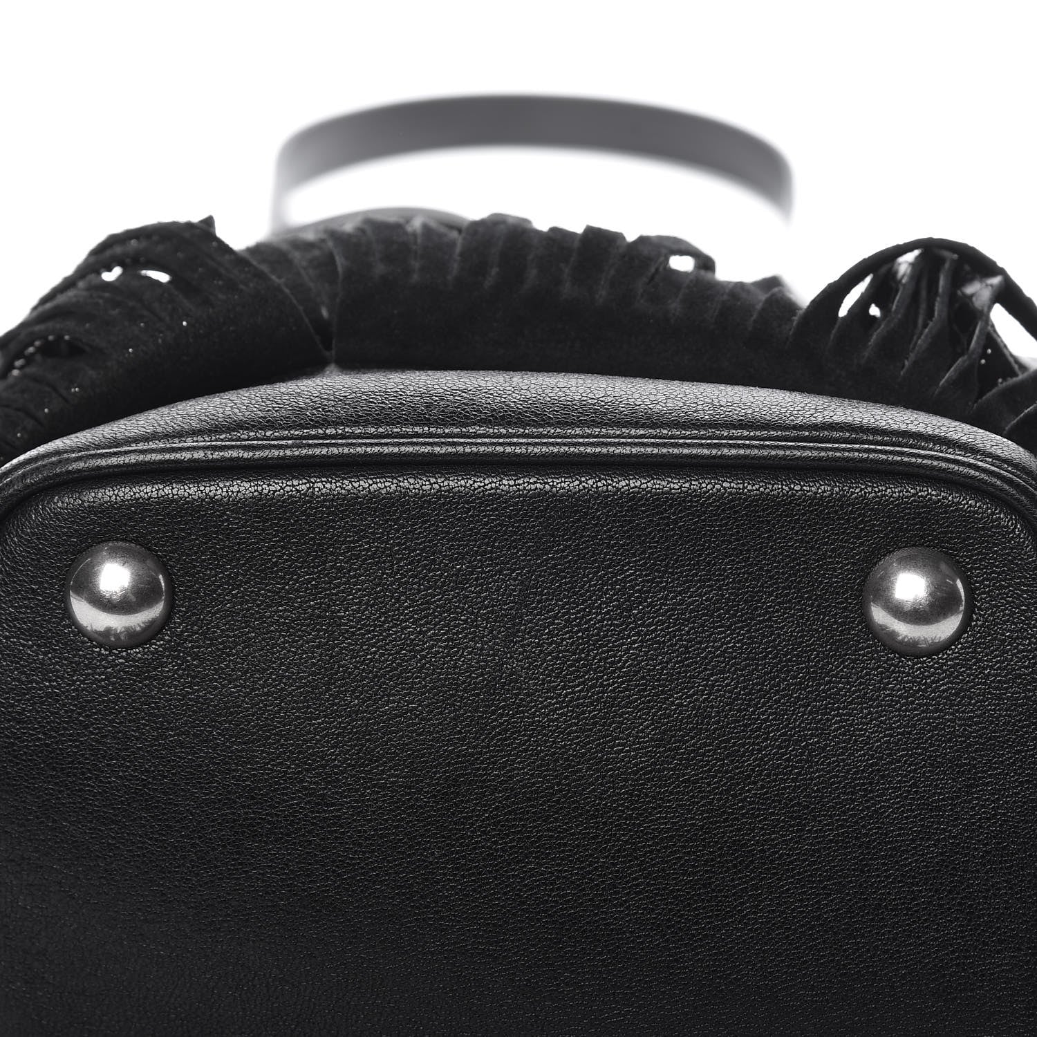 Saint Laurent Calfskin Studded Small Emmanuelle Fringe Bucket Bag Black 11 of 13