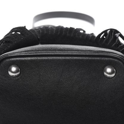 Saint Laurent Calfskin Studded Small Emmanuelle Fringe Bucket Bag Black 11 of 13
