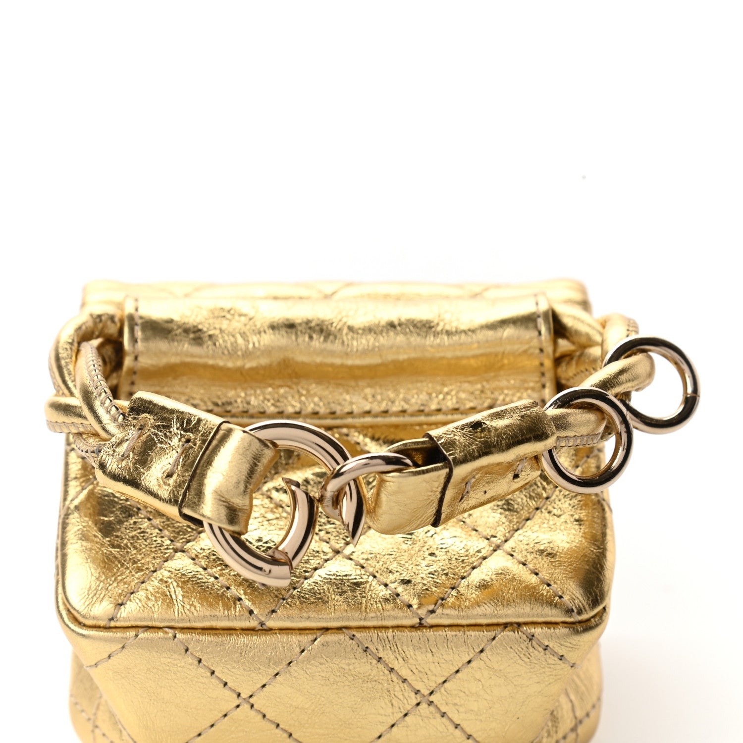 Chanel Metallic Quilted 2.55 Ankle Wrist Bag Gold 11 of 13