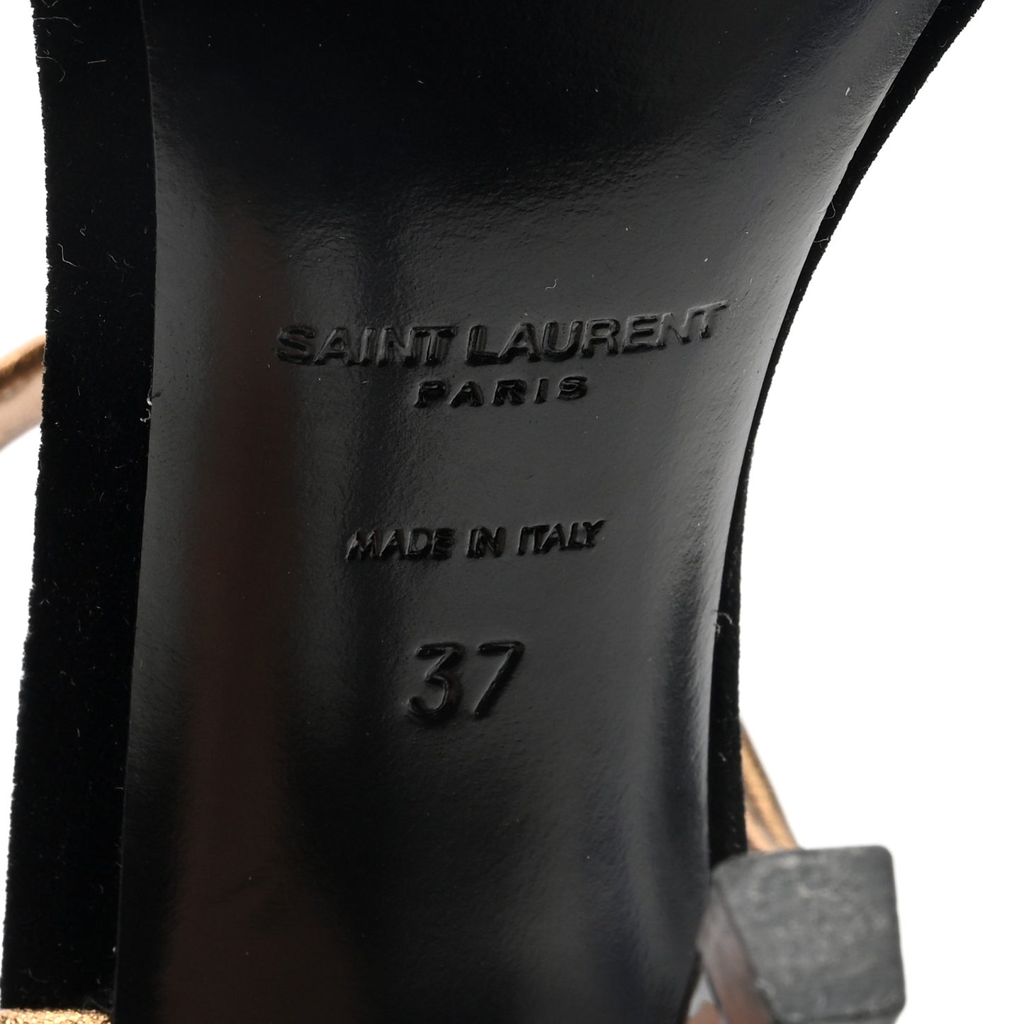 Metallic Velvet Talitha Ankle Strap Sandals 37 Black Gold