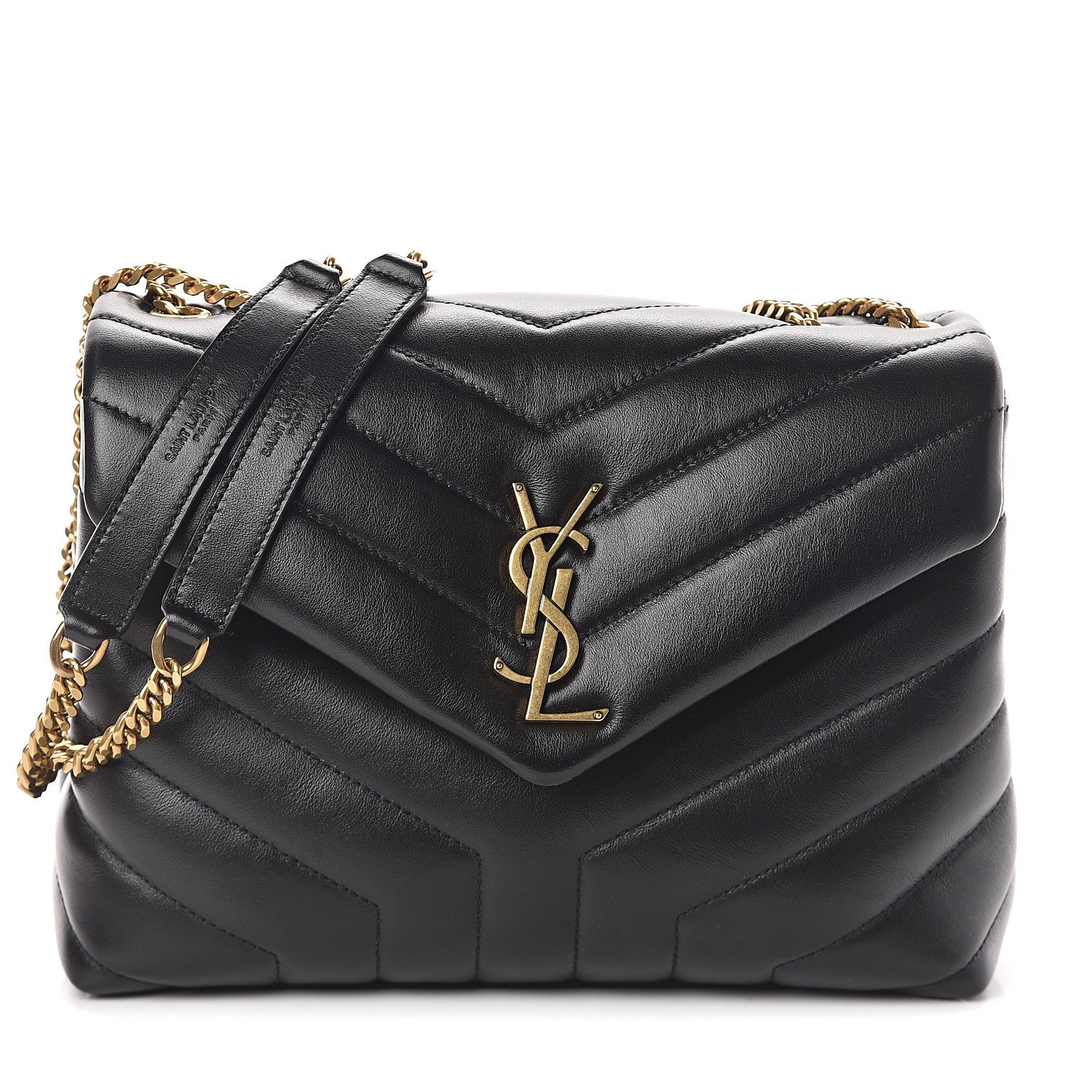 Saint Laurent Calfskin Y Quilted Monogram Small Loulou Chain Satchel Black 1 of 8