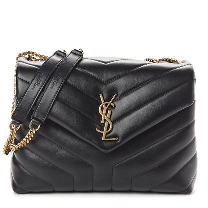 Saint Laurent Calfskin Y Quilted Monogram Small Loulou Chain Satchel Black 1 of 8