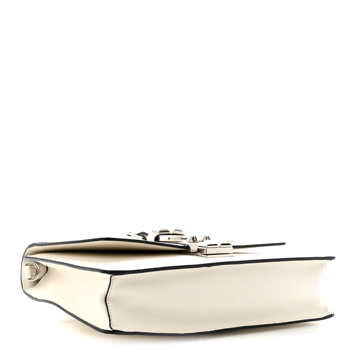 Saffiano City Calfskin Studded Small Elektra Shoulder Bag White Black