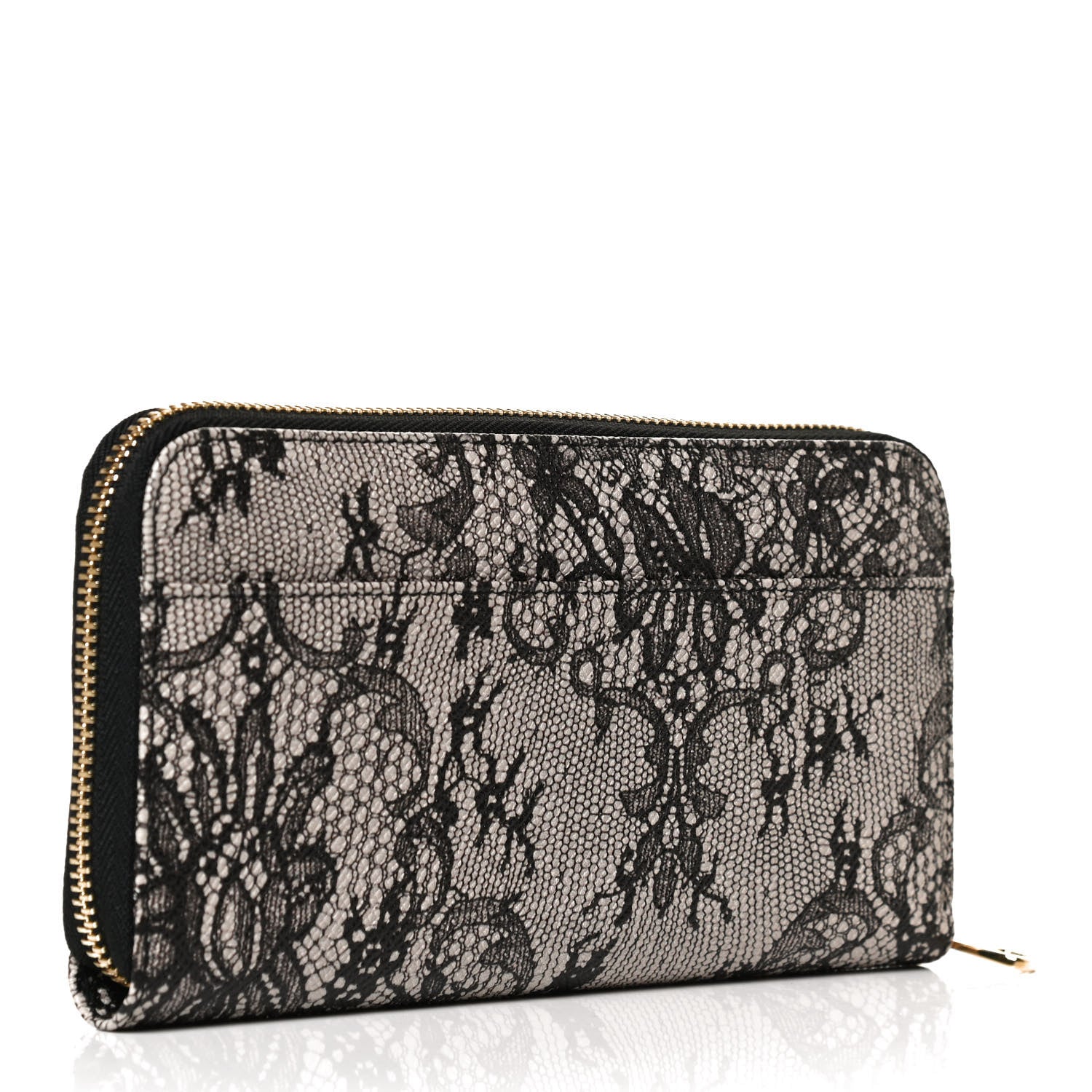 Dolce & Gabbana Dauphine Lace Print Zip Around Wallet Black 3 of 11