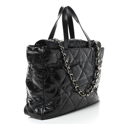 Chanel Glazed Calfskin Lambskin Quilted Portobello Tote Black 2 of 10