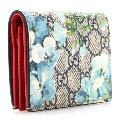 Gucci GG Supreme Monogram Blooms Card Case Beige Blue Navy Hibiscus Red 3 of 8