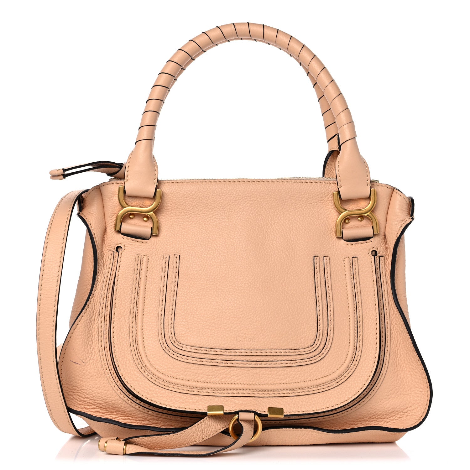 Chloe Calfskin Braided Medium Marcie Double Carry Milky Brown 1 of 13