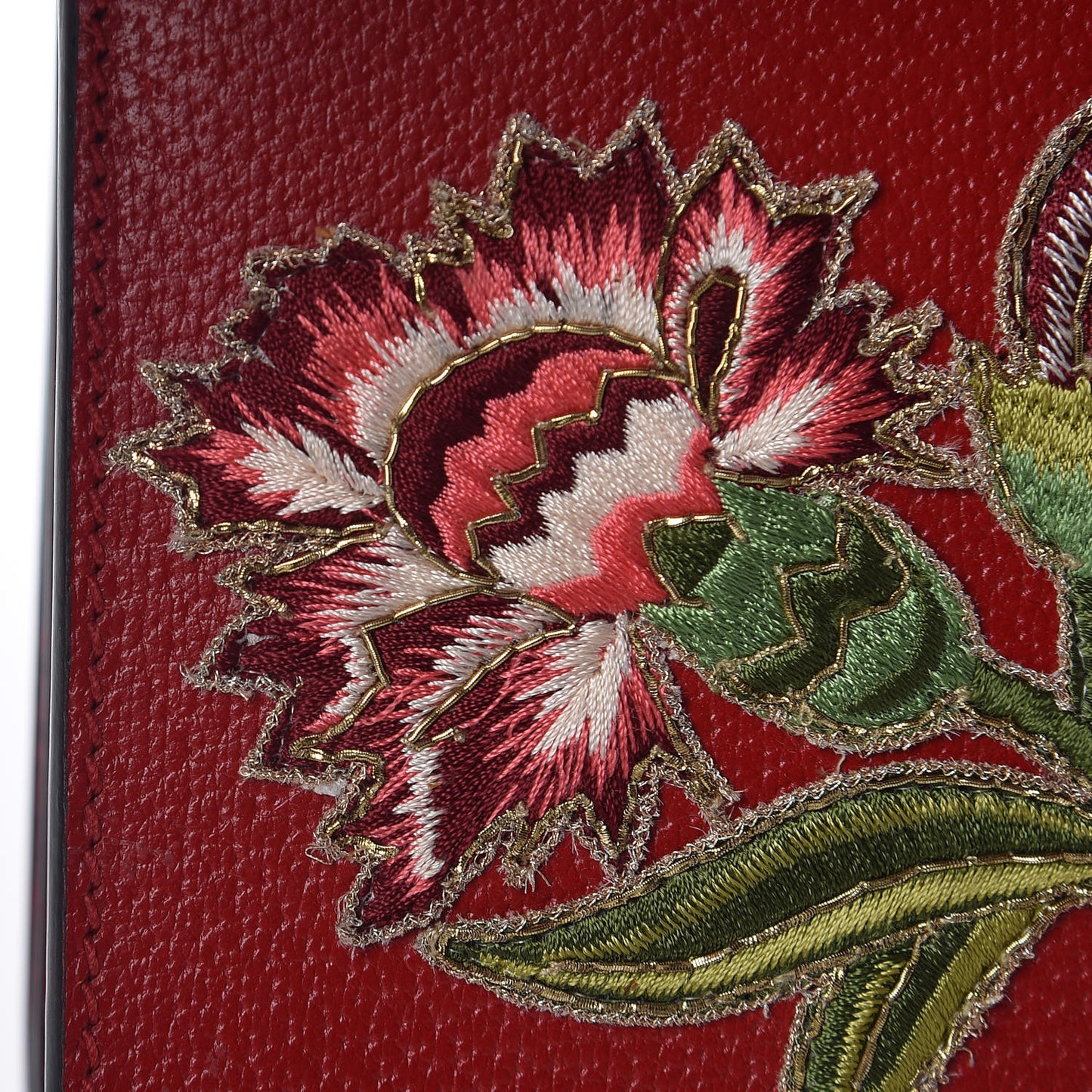 Calfskin Web Floral Embroidered Small Dionysus Shoulder Bag Hibiscus Red