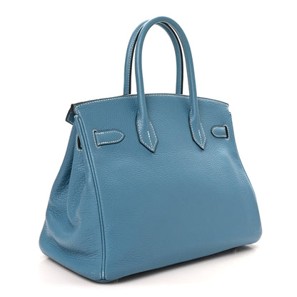 Hermes Taurillon Clemence Birkin 30 Blue Jean 3 of 11