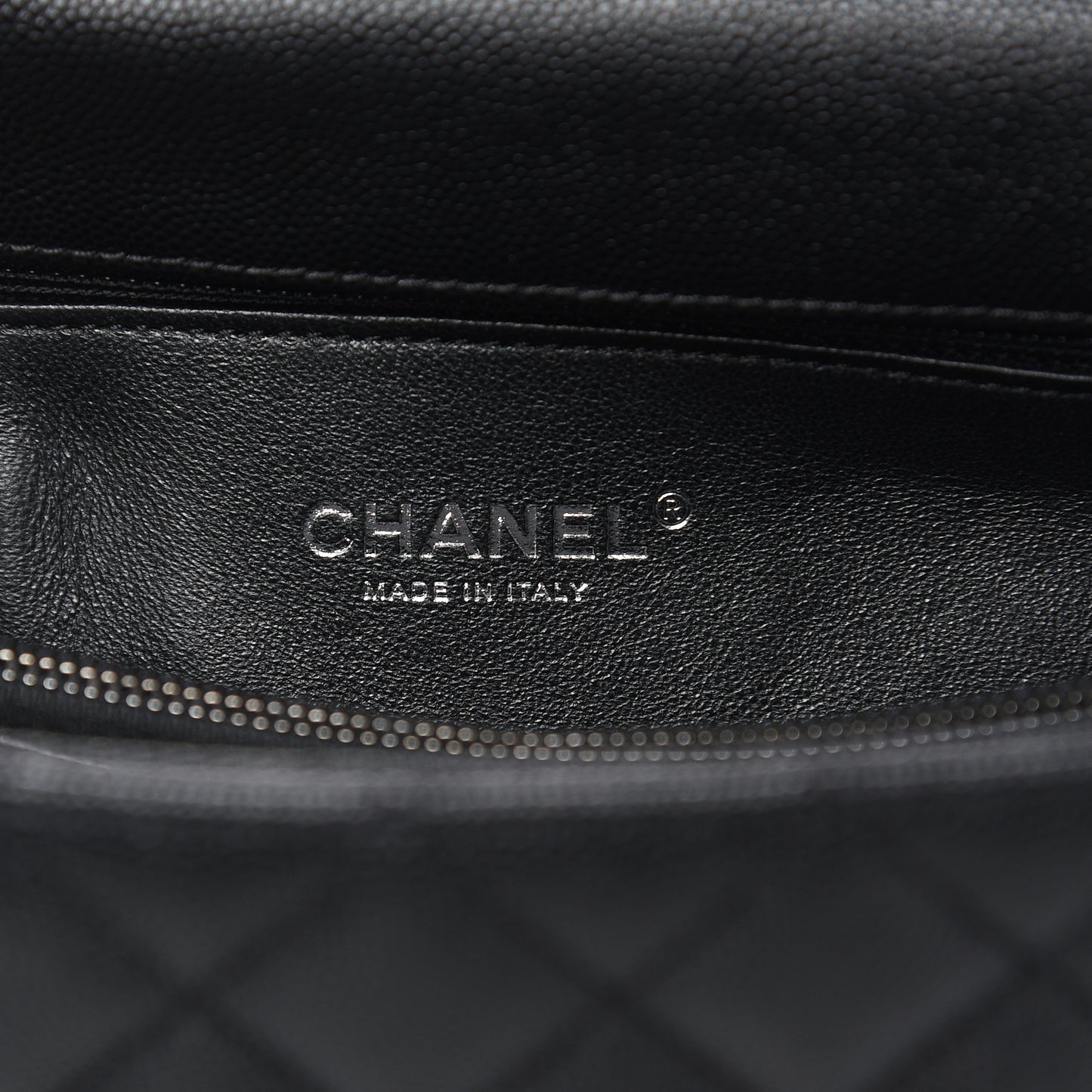 Caviar Lizard Quilted Small Coco Handle Flap Black