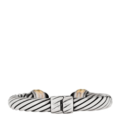 David Yurman Sterling Silver 14K Yellow Gold Black Onyx 10mm Cable Classics Hinged Bracelet 3 of 4
