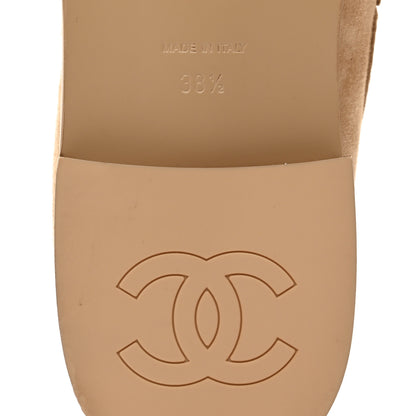 Chanel Suede Kidskin Crystal CC Loafers 38 Dark Beige 9 of 9