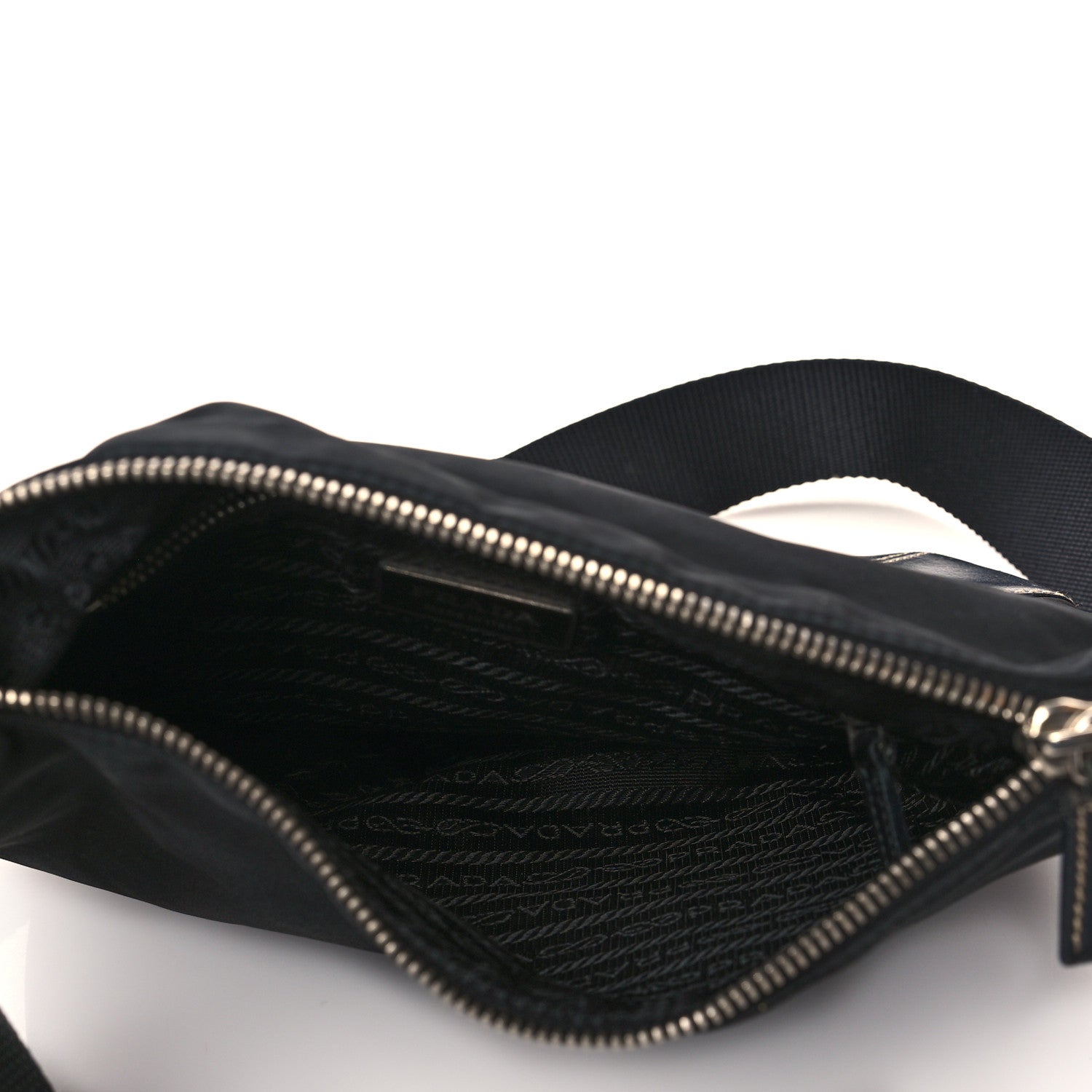 Prada Tessuto Nylon Calfskin Flat Messenger Bag Black 4 of 9