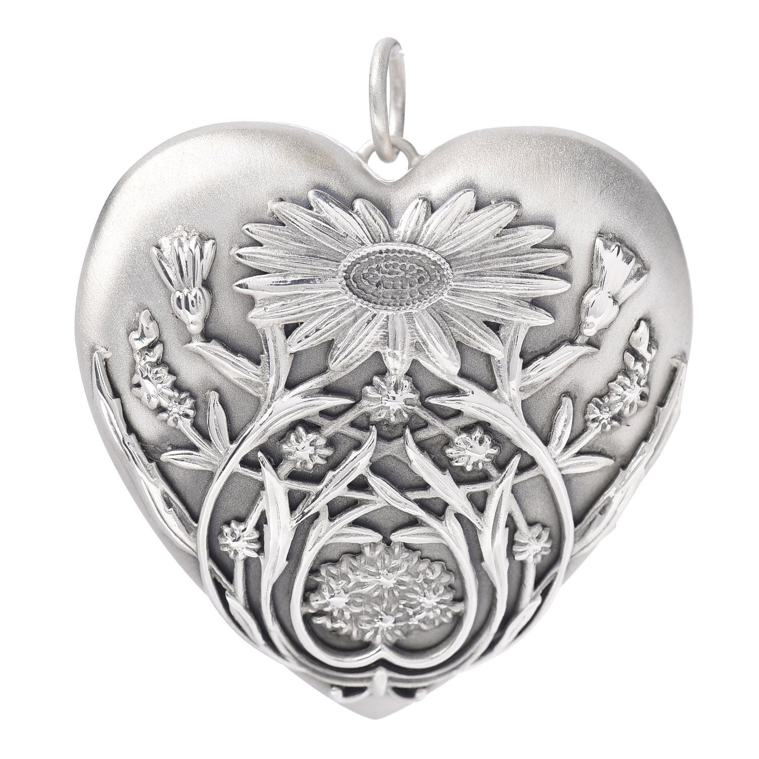 Tiffany Sterling Silver Large Ziegfeld Daisy Heart Locket Pendant 1 of 3
