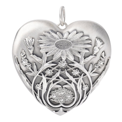 Tiffany Sterling Silver Large Ziegfeld Daisy Heart Locket Pendant 1 of 3
