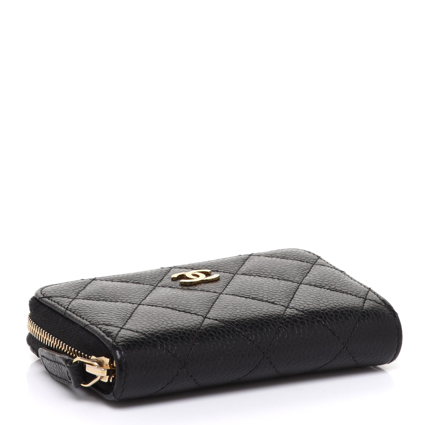 Caviar Quilted Zip Coin Purse Black