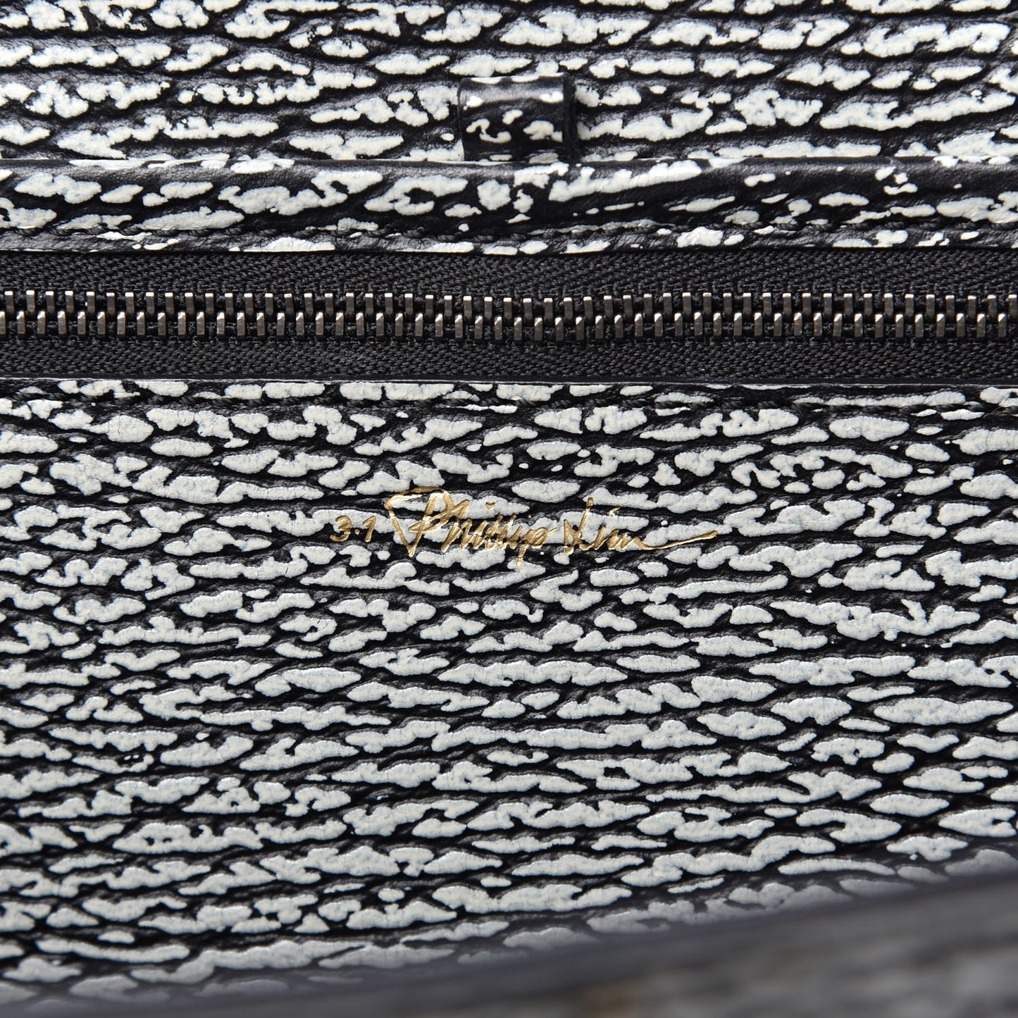 Textured Calfskin Large Pashli Satchel Black Cream