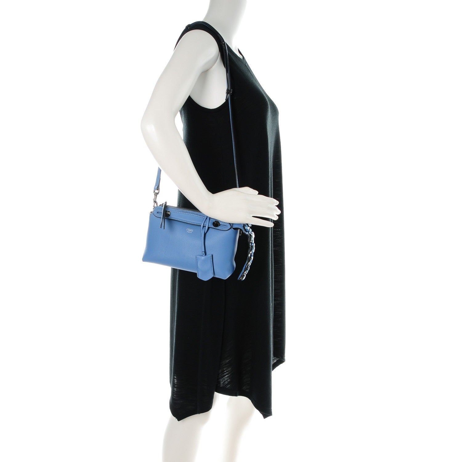 Fendi Vitello Dolce Crystal Croc Tail Mini By The Way Boston Bag Riviera Acquamarine 2 of 7
