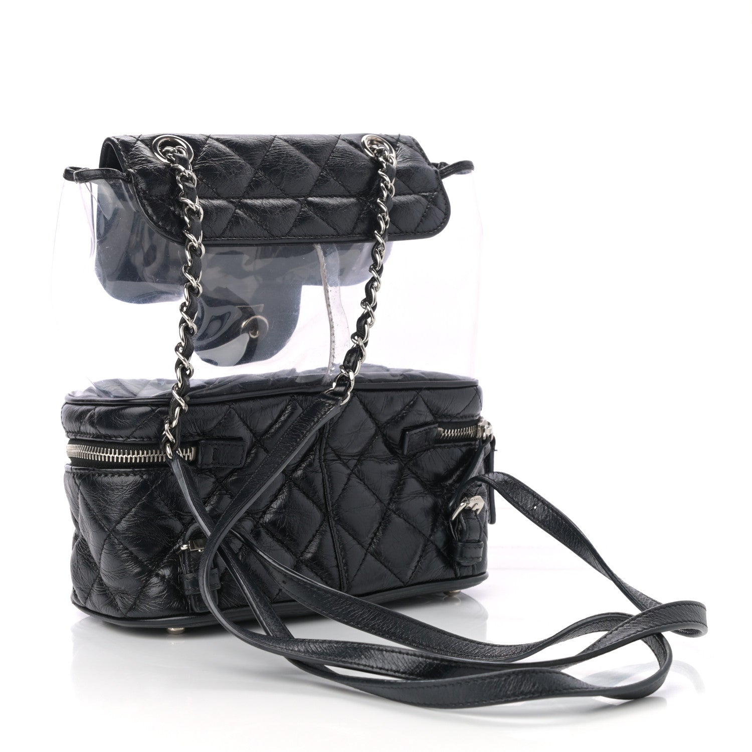 Chanel Crumpled Calfskin PVC Quilted Backpack Black 3 of 12