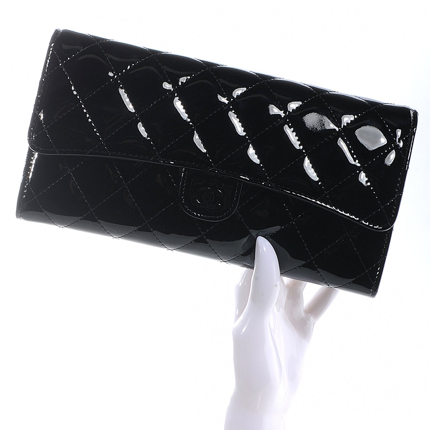 Chanel Patent Quilted Travel Wallet Black 2 of 10