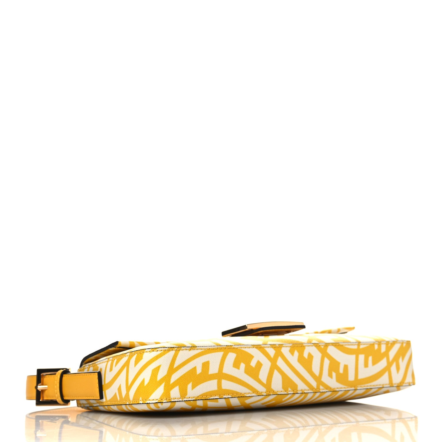 Fendi X SARAH COLEMAN Glazed Canvas Vitello King FF Vertigo Baguette 1997 Mimosa White 4 of 9