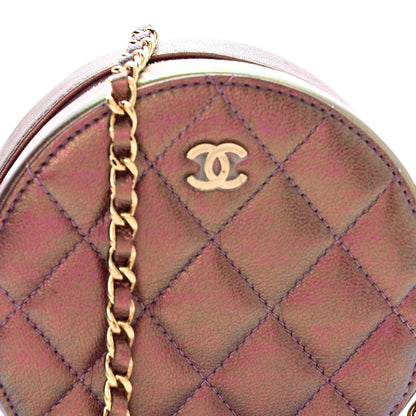 Chanel Iridescent Lambskin Quilted Round Clutch With Chain Purple 8 of 11