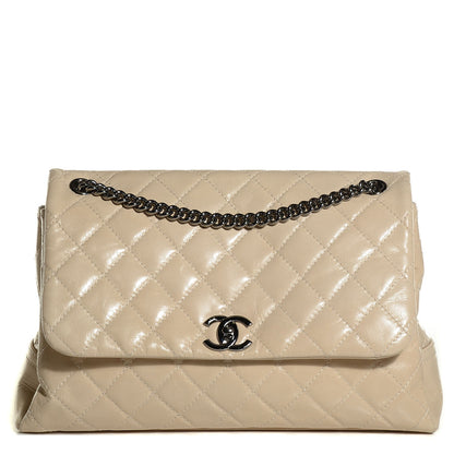 Chanel Aged Calfskin Quilted Supple Trapeze Flap Light Beige 1 of 9