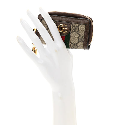 Gucci GG Supreme Monogram Web Ophidia Zip Around Key Case Beige New Acero 2 of 7